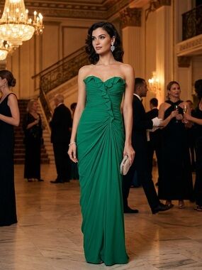 Badgley Mischka Silk Gerogette Collection Gown.